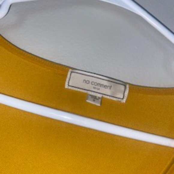 No Comment Mustard Yellow Blouse S | Short Sleeve Women's Top Like New - Picture 2 of 7
